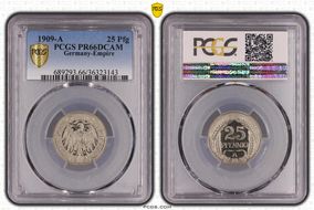 1909-A 25 Pfg J-18 PR66DCAM