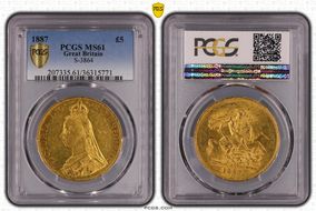 1887 £5 S-3864 MS61