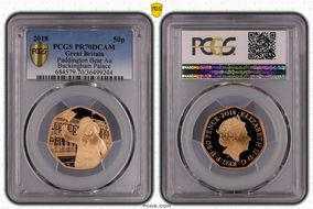 2018 50p S-H50 Paddington Bear Au Buckingham Palace PR70DCAM