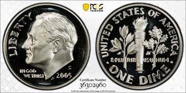 2005-S 10C Silver PR69DCAM