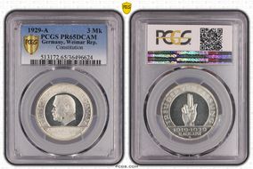 1929-A 3 Mk Constitution J-340 PR65DCAM