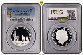 2005 50C Remembrance Silver PR69DCAM