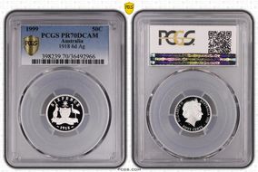 1999 50C 1918 6d Ag PR70DCAM