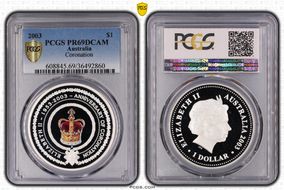 2003-P $1 Coronation Colorized PR69DCAM
