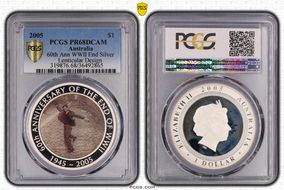 2005 $1 End of WWII - Dancing Man Lenticular Design PR68DCAM