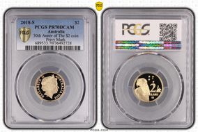 2018-S $2 30th Anniv of The $2 coin Privy Mark PR70DCAM