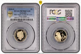 2018-S $2 30th Anniv of The $2 coin Privy Mark PR70DCAM