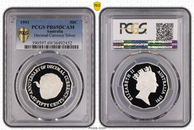 1991 50C Decimal Currency Ag PR69DCAM