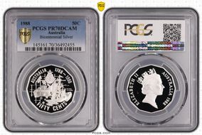 1988 50C Bicentennial Ag PR70DCAM
