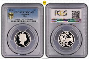 1990 $1 KM-84a  Ag PR70DCAM