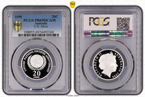 1998 20C United Nations 50th Ann. Ag PR69DCAM