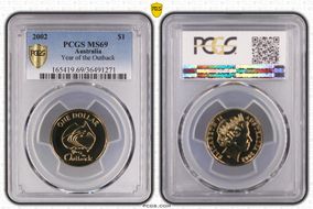 2002 $1 Year of the Outback MS69