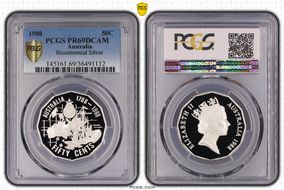 1988 50C Bicentennial Ag PR69DCAM
