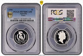 1990 $1 Year of Peace Ag PR70DCAM