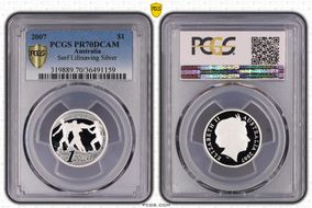 2007 $1 Surf Lifesaving Silver PR70DCAM