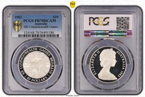 1982 $10 XII Commonwealth Games PR70DCAM