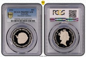 1991 50C Decimal Currency CuNi PR69DCAM
