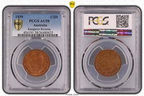 1939 1/2D Kangaroo Reverse AU58BN