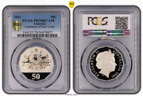 2001 50C Centenary of Federation Colorized PR70DCAM