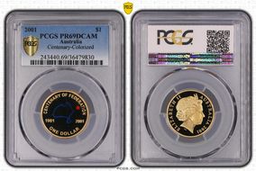 2001 $1 Centenary-Colorized PR69DCAM
