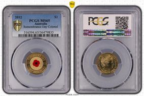 2012 $2 Remembrance Day Colorized MS65