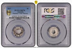 2017 5C Planetary Coins Mercury Colorized MS70