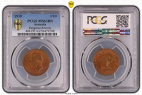 1939 1/2D Kangaroo Reverse MS63BN