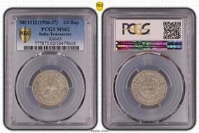 ME1112 (1936-37) 1/2 Rup KM-63 MS62