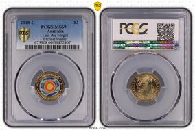 2018-C $2 Lest We Forget Eternal Flame Colorized MS69