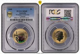 2008 $1 Wombat Al-Bronze Colorized MS68