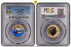 2007 $1 White Shark  Colorized MS68