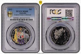 2012 50C Coat of Arms Colorized MS68