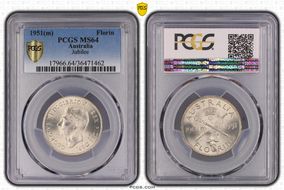 1951(m) Florin Jubilee KM-47  Ag MS64