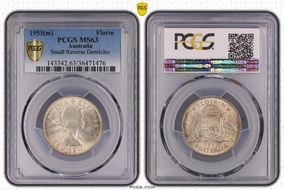 1953(m) Florin Small Rev. Denticles KM-54  Ag MS63