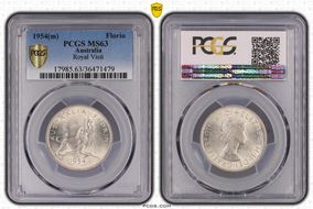 1954(m) Florin Royal Visit KM-55  Ag MS63