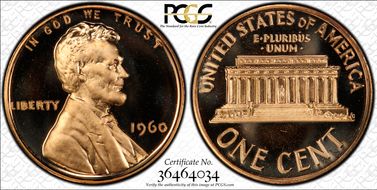 1960 1C Small Date PR68DCAM