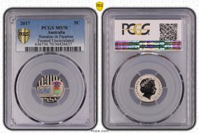 2017 5C Bananas in Pyjamas Colorized Frosted Uncirculated MS70