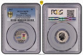 2017 5C Bananas in Pyjamas Colorized Frosted Uncirculated MS70
