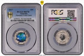 2017 10C Planetary Coins Earth Colorized MS70