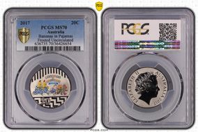 2017 20C Bananas in Pyjamas Colorized Frosted Uncirculated MS70