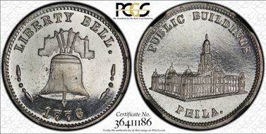 (1876) Token Pa-Ph 258 White Metal Mule w/ Pa-Ph 231 Obv MS65