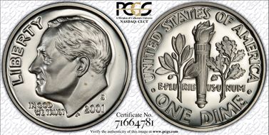 2001-S 10C Silver PR70DCAM