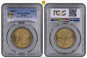 1946-C 5 Fr Gad-761a Bronze-Al MS65