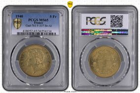 1940 5 Fr Gad-761 F-337 Br-Al MS65