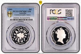 1989 50C Commonwealth Games Ag PR70DCAM