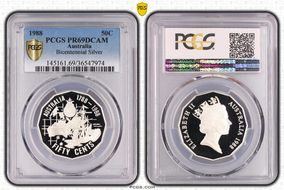 1988 50C Bicentennial Ag PR69DCAM