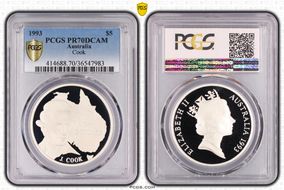 1993 $5 Cook PR70DCAM