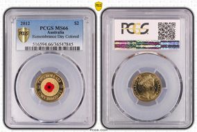 2012 $2 Remembrance Day Colorized MS66