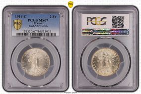 1914-C 2 Fr Gad-532 F-266 MS67