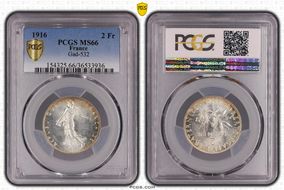 1916 2 Fr Gad-532 F-266 MS66